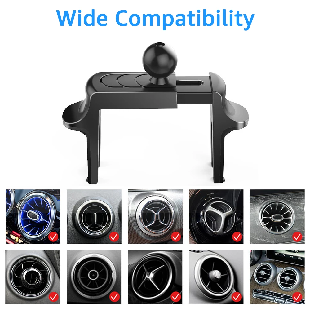 Universal Car Round Air Vent Clip Cellphone Stand 17mm Ball Head Base for Mercedes Benz Round Air Outlet Car Phone Holder