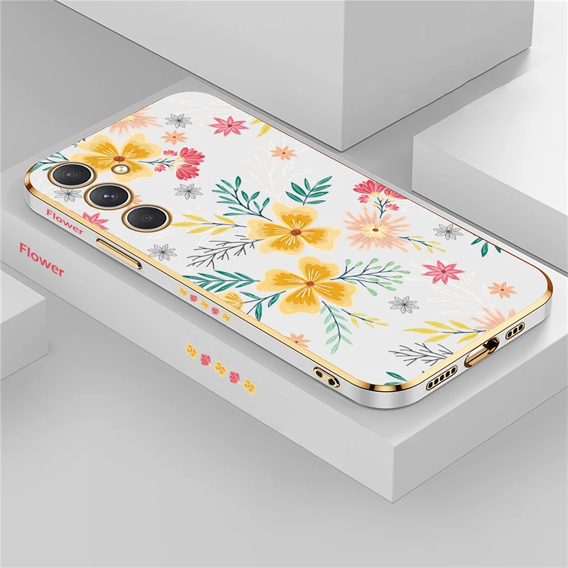 Phone Case For Samsung Galaxy A55 A54 A35 A25 A24 A53 A52 A34 A33 A32 A73 A72 Silicone Soft Flower Shockproof Back Cover Coque