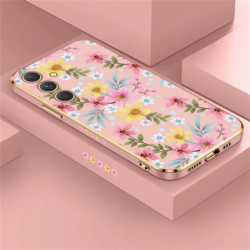 Phone Case For Samsung Galaxy A55 A54 A35 A25 A24 A53 A52 A34 A33 A32 A73 A72 Silicone Soft Flower Shockproof Back Cover Coque