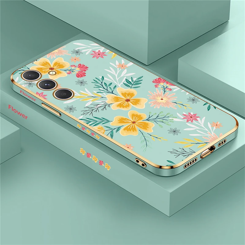 Phone Case For Samsung Galaxy A55 A54 A35 A25 A24 A53 A52 A34 A33 A32 A73 A72 Silicone Soft Flower Shockproof Back Cover Coque