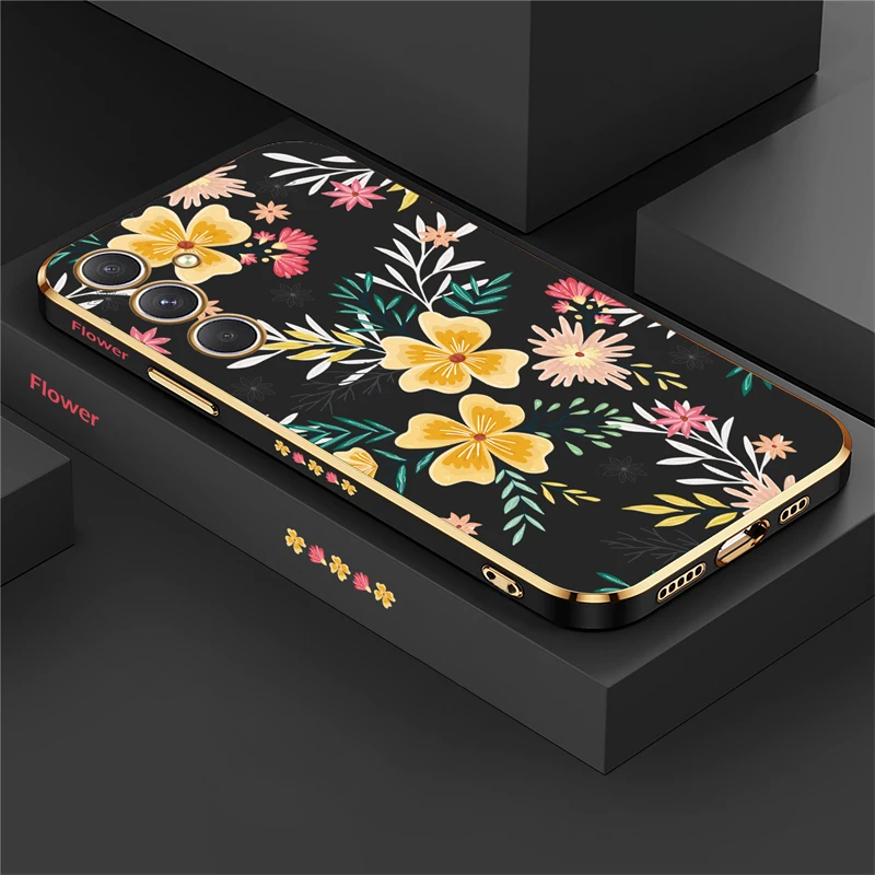 Phone Case For Samsung Galaxy A55 A54 A35 A25 A24 A53 A52 A34 A33 A32 A73 A72 Silicone Soft Flower Shockproof Back Cover Coque