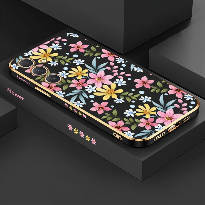 Phone Case For Samsung Galaxy A55 A54 A35 A25 A24 A53 A52 A34 A33 A32 A73 A72 Silicone Soft Flower Shockproof Back Cover Coque