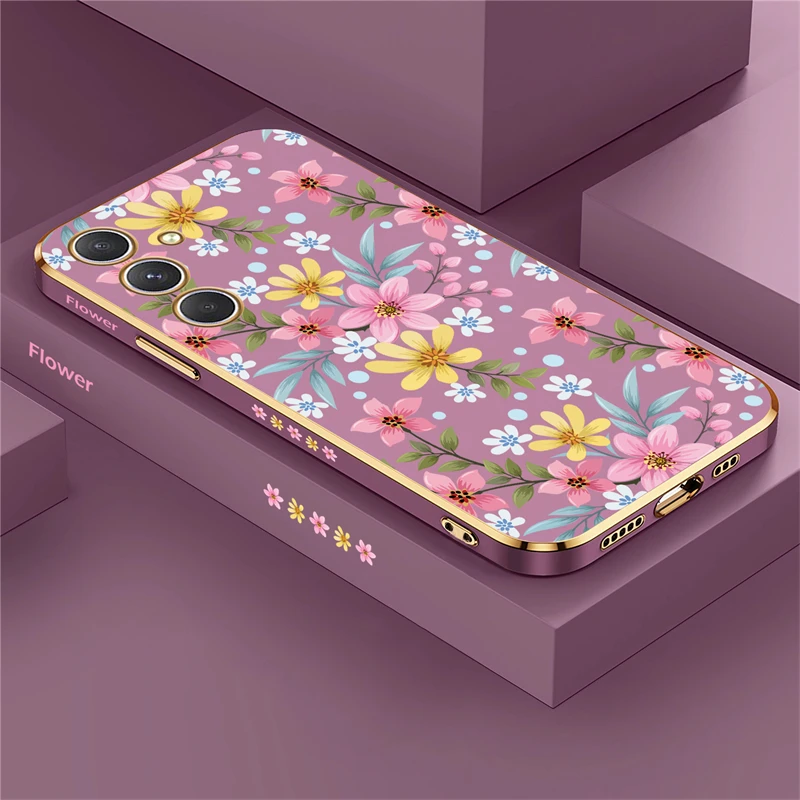Phone Case For Samsung Galaxy A55 A54 A35 A25 A24 A53 A52 A34 A33 A32 A73 A72 Silicone Soft Flower Shockproof Back Cover Coque
