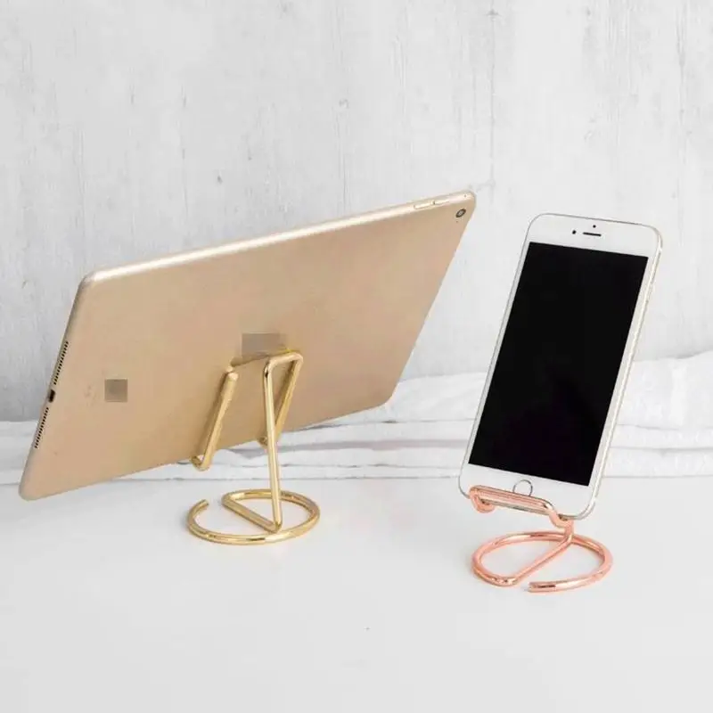 1PC Metal Lazy Wire Mobile Phone Portable Holder Gold For Ipad Mobile Phone Universal Storage Rack Accessories Desk Decoration