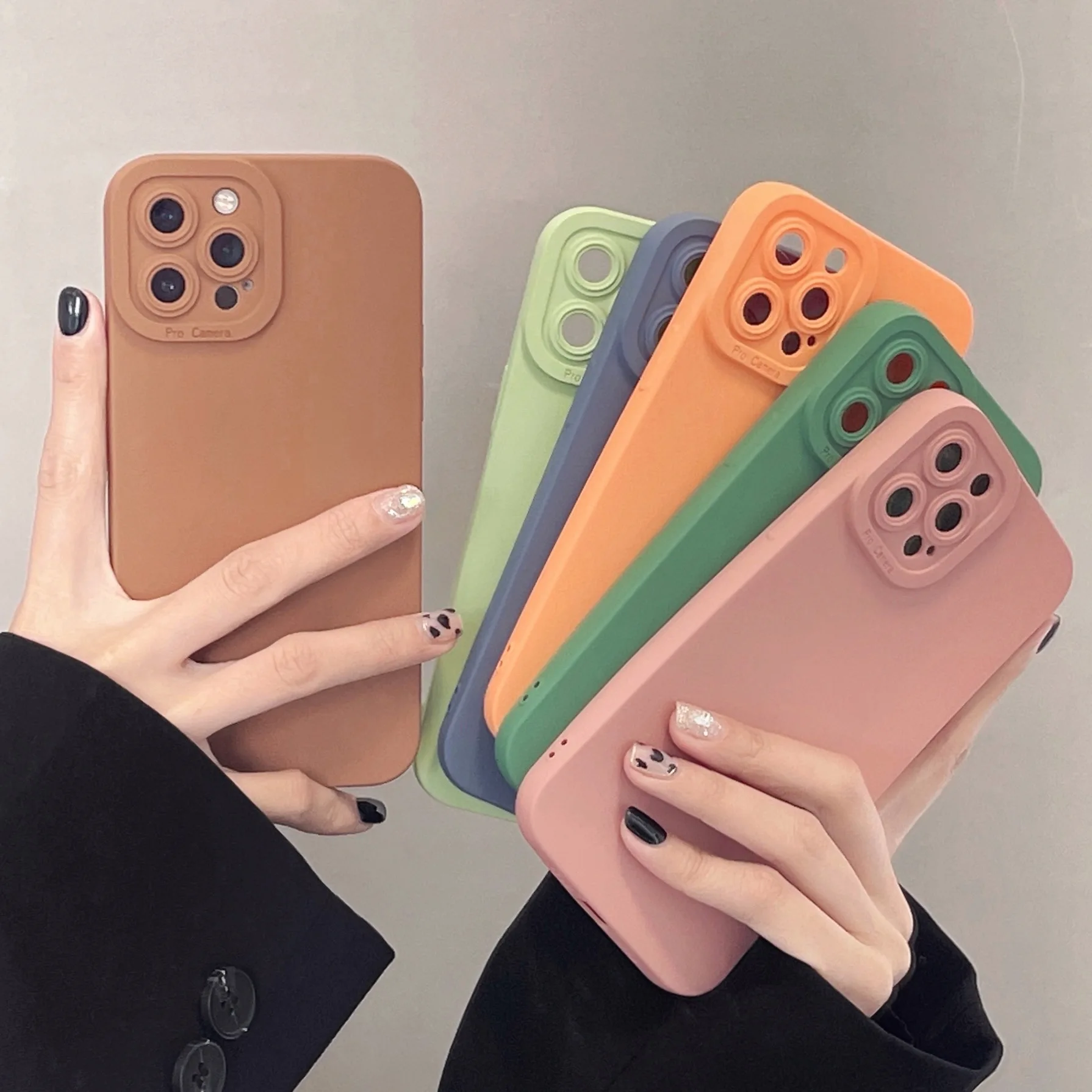 high-end Black Shockproof Silicone TPU Phone Case For Iphone 16 15 14 13 12 Pro 11 Pro Max X Xs XR 7 8 SE Men Protect Lens Cover