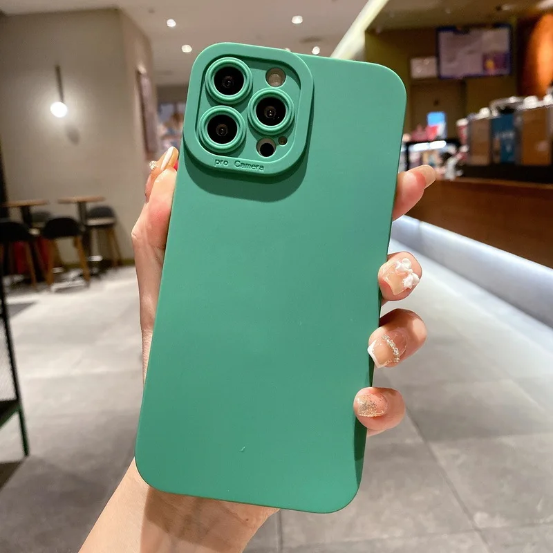 high-end Black Shockproof Silicone TPU Phone Case For Iphone 16 15 14 13 12 Pro 11 Pro Max X Xs XR 7 8 SE Men Protect Lens Cover