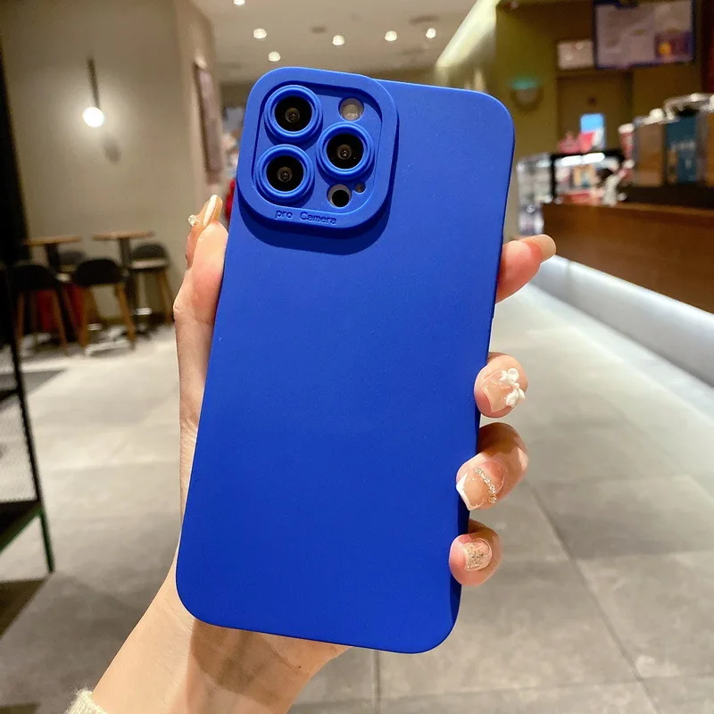 high-end Black Shockproof Silicone TPU Phone Case For Iphone 16 15 14 13 12 Pro 11 Pro Max X Xs XR 7 8 SE Men Protect Lens Cover