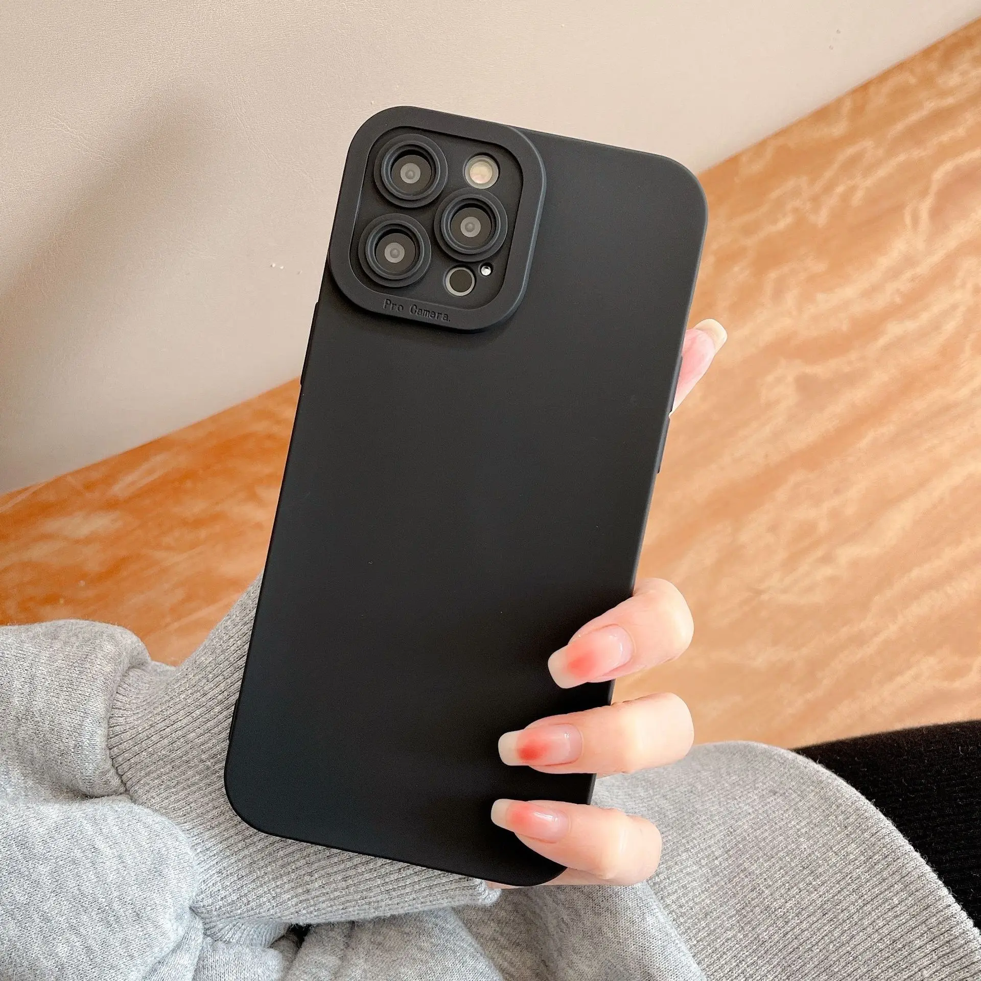 high-end Black Shockproof Silicone TPU Phone Case For Iphone 16 15 14 13 12 Pro 11 Pro Max X Xs XR 7 8 SE Men Protect Lens Cover