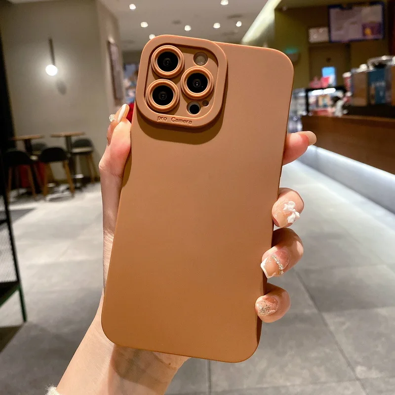 high-end Black Shockproof Silicone TPU Phone Case For Iphone 16 15 14 13 12 Pro 11 Pro Max X Xs XR 7 8 SE Men Protect Lens Cover