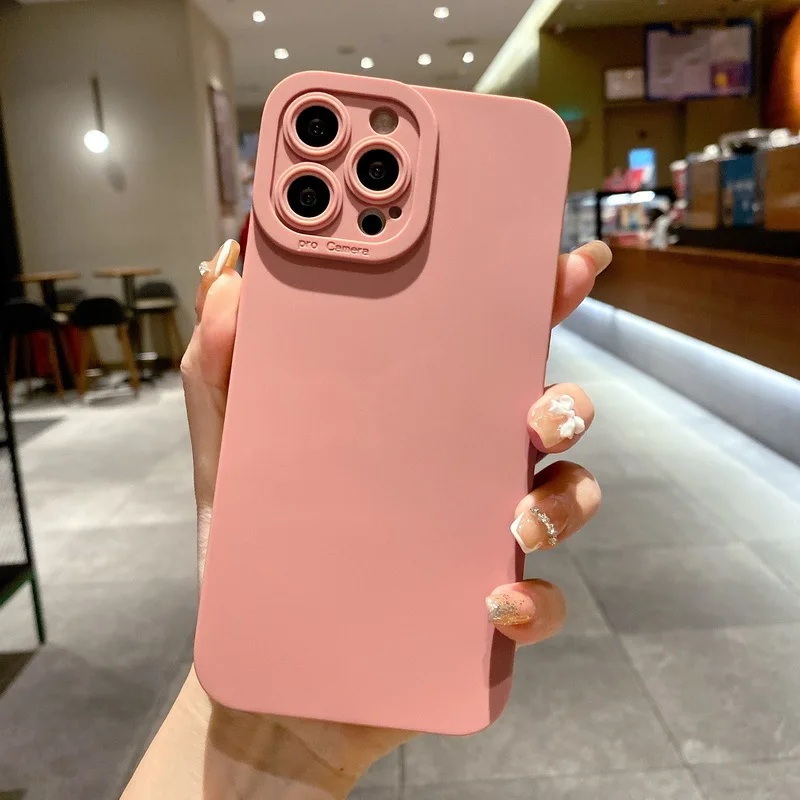 high-end Black Shockproof Silicone TPU Phone Case For Iphone 16 15 14 13 12 Pro 11 Pro Max X Xs XR 7 8 SE Men Protect Lens Cover