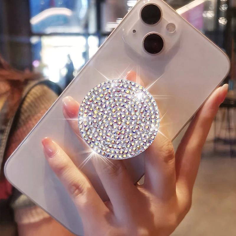 Flash Diamond Phone Push Pull Stand, Creative Colorful Phone, Integrated Folding Stand, Lazy Phone Back Adhesive Stand
