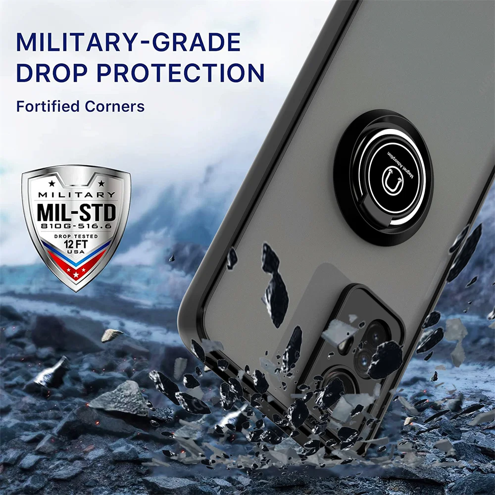 NEW Shockproof Magnetic Case For Xiaomi Redmi Note 14 13 12S 4G 12 11 Pro 10 8 9S Redmi 9 10 10C 12 Cover Ring Holder