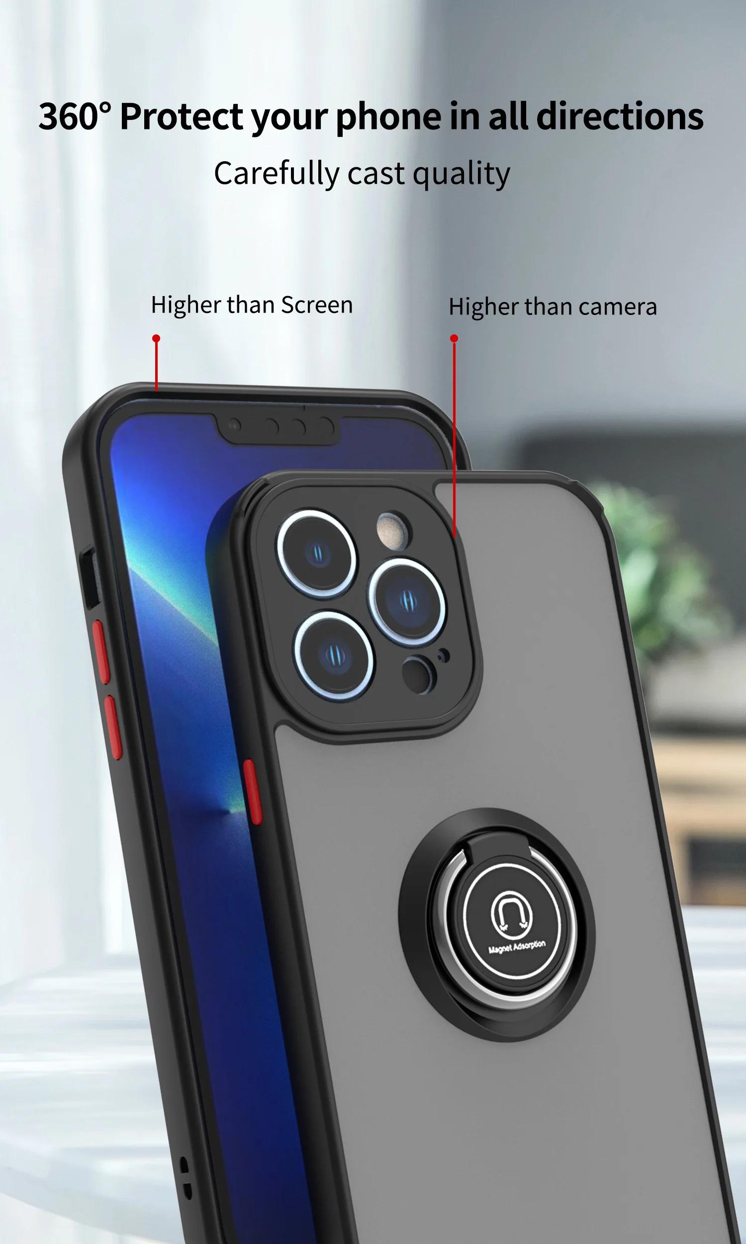 Magnetic Shockproof Case For IPhone 15 14 13 12 11 Pro Max Mini X XR 6 8 7 14 15 Plus SE Ring Holder Cover For iphone Case