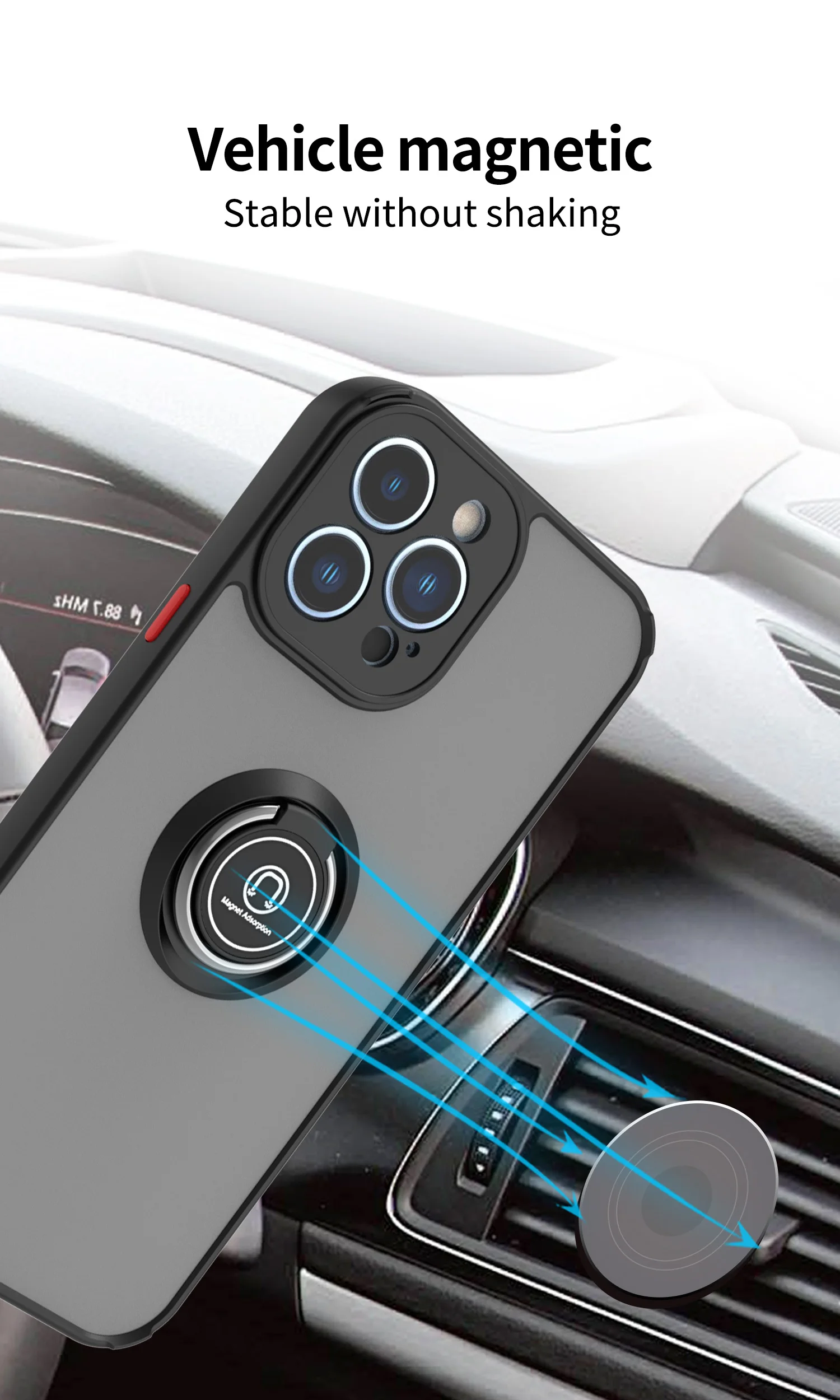 Magnetic Shockproof Case For IPhone 15 14 13 12 11 Pro Max Mini X XR 6 8 7 14 15 Plus SE Ring Holder Cover For iphone Case