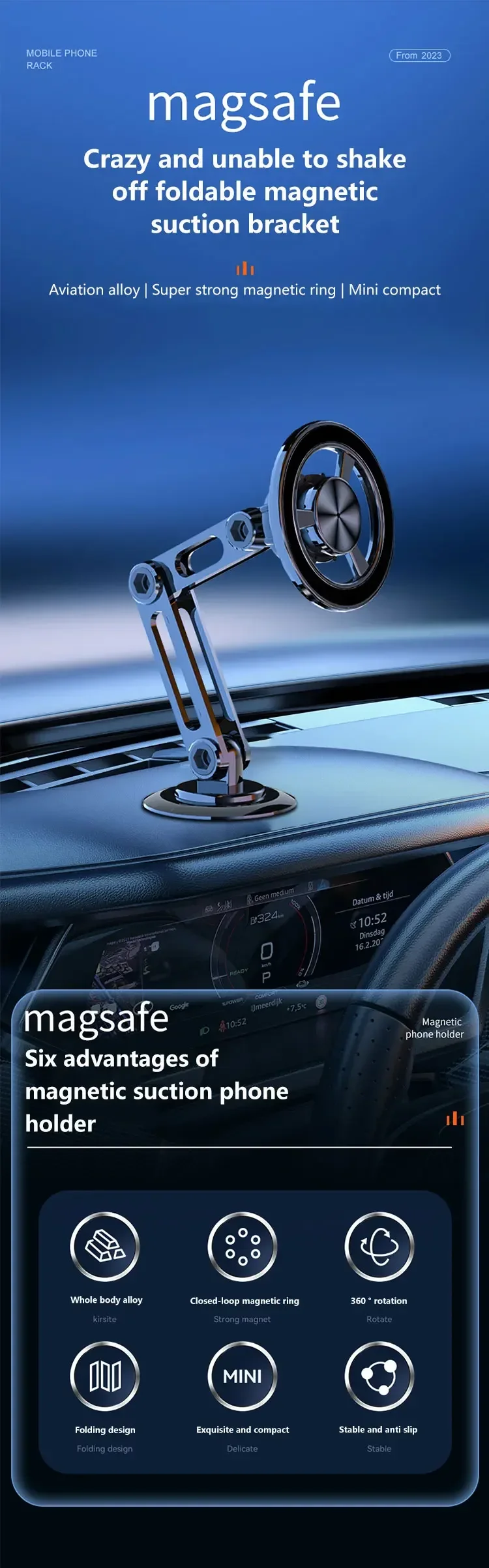 Magnetic Car Phone Holder Stand Magnet Car Mount Smartphone GPS Mobile Cell Support in Car Bracket for iPhone 15 Samsung Xiaomi