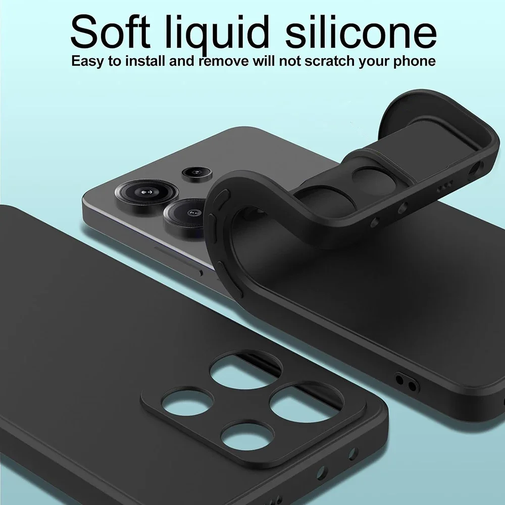 Ultra Thin Matte Soft Silicone Case For Xiaomi Redmi Note 13 12 Pro Plus Pro+ 12S 12C 13C 4G 5G Black Solid Color TPU Back Cover