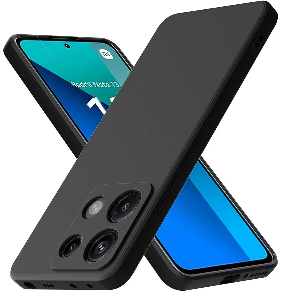 Ultra Thin Matte Soft Silicone Case For Xiaomi Redmi Note 13 12 Pro Plus Pro+ 12S 12C 13C 4G 5G Black Solid Color TPU Back Cover