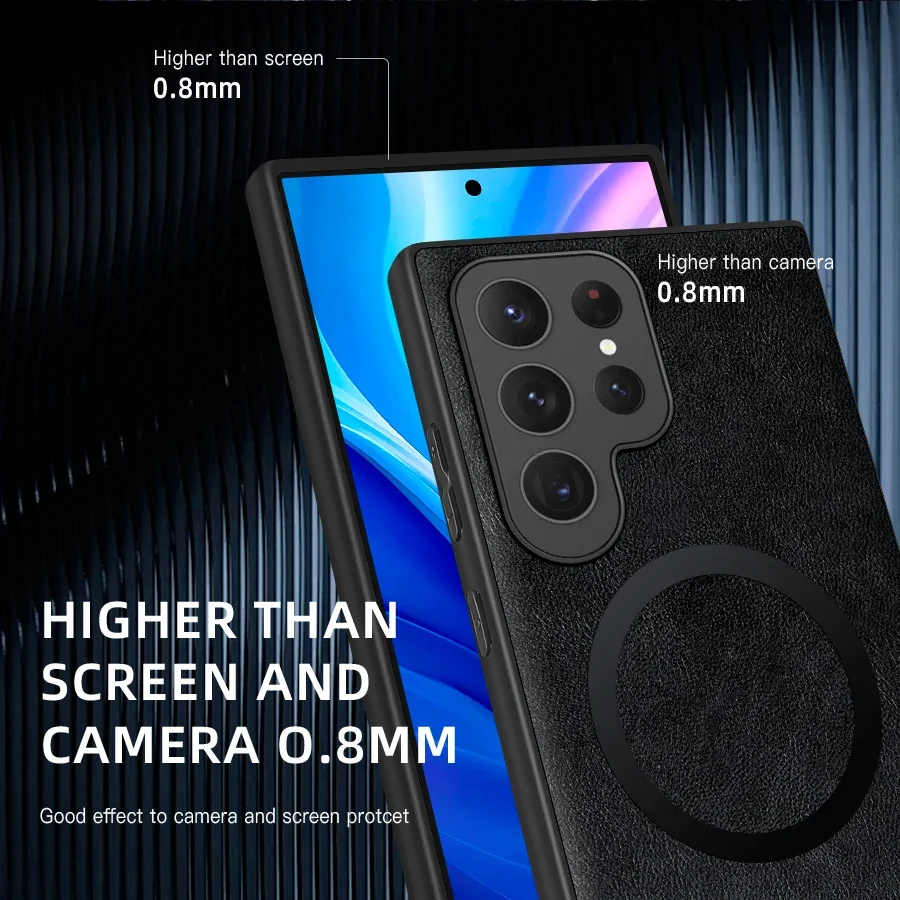 Magnetic Leather Case for Samsung Galaxy S25 S24 Ultra S20 S21 S23 S22 Note 20 Plus S25Ultra Car Wireless Charge Magsafe Cover