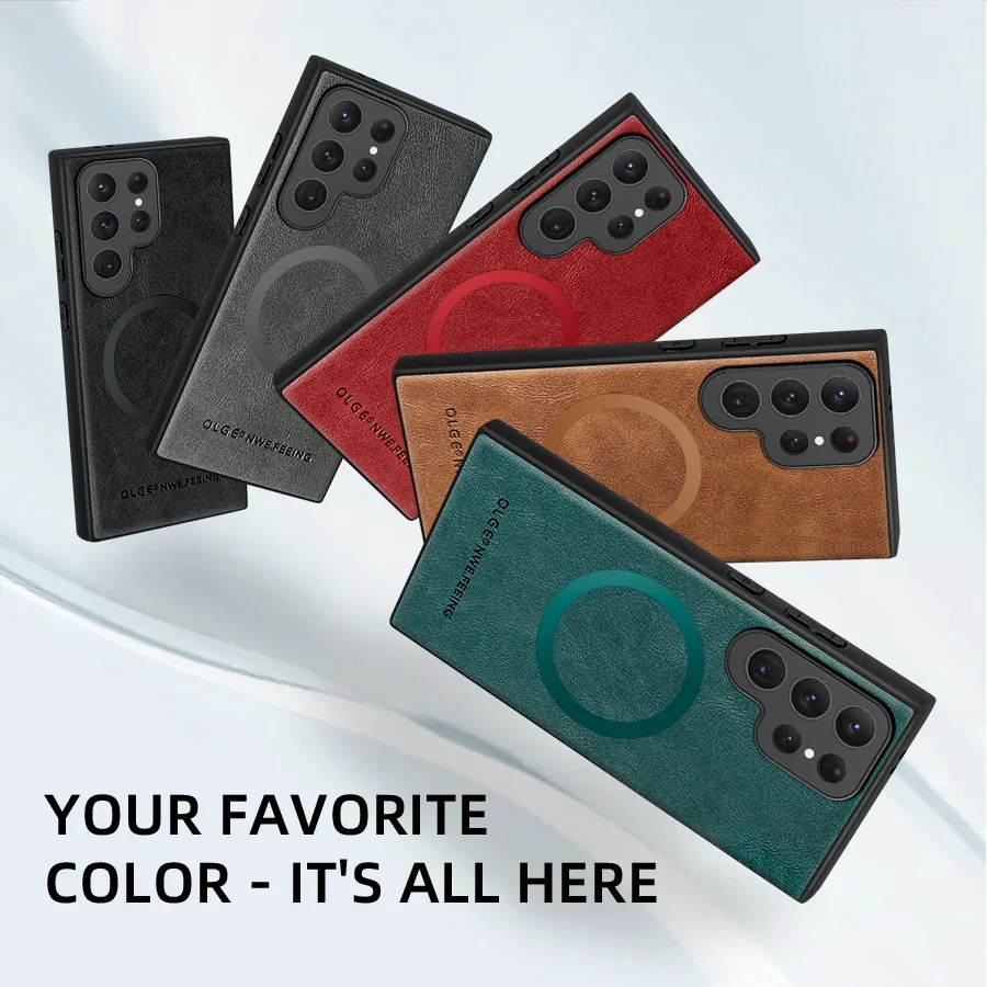 Magnetic Leather Case for Samsung Galaxy S25 S24 Ultra S20 S21 S23 S22 Note 20 Plus S25Ultra Car Wireless Charge Magsafe Cover