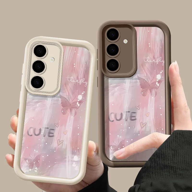 Pink Gradient Butterfly Case For Samsung Galaxy S26 FE S25 S24 S23 Ultra A57A37 A27 A18 A17 A16 A56 A36 A15 A55 A54 Phone Cover
