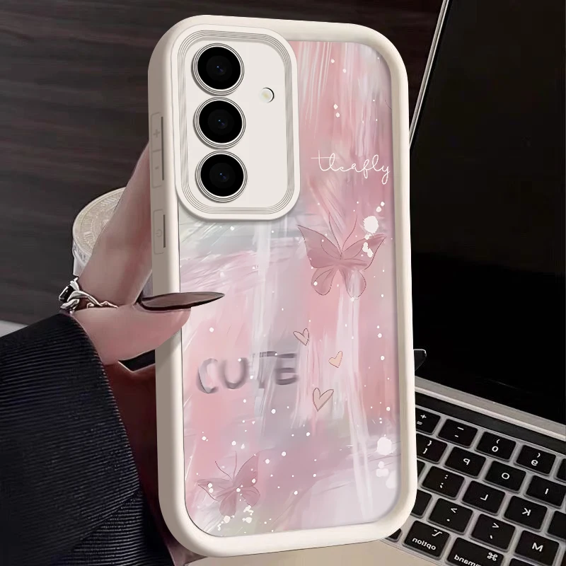 Pink Gradient Butterfly Case For Samsung Galaxy S26 FE S25 S24 S23 Ultra A57A37 A27 A18 A17 A16 A56 A36 A15 A55 A54 Phone Cover