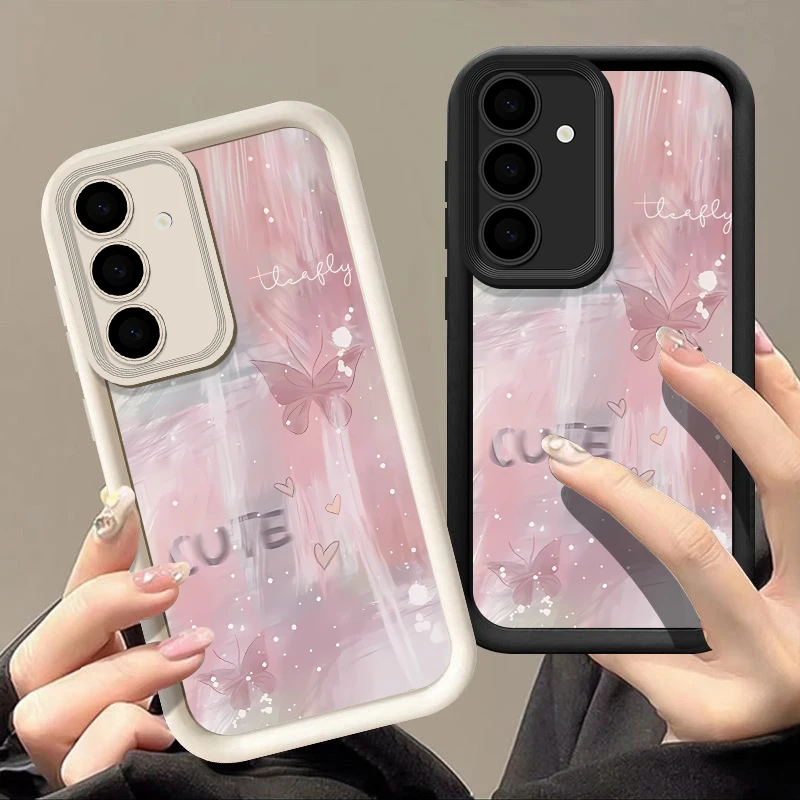 Pink Gradient Butterfly Case For Samsung Galaxy S26 FE S25 S24 S23 Ultra A57A37 A27 A18 A17 A16 A56 A36 A15 A55 A54 Phone Cover