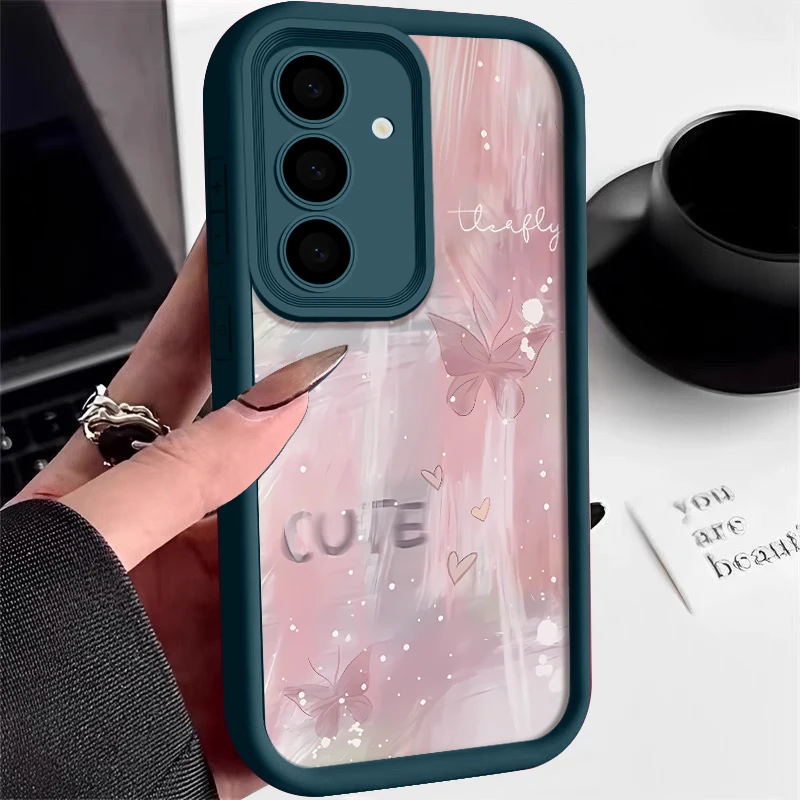 Pink Gradient Butterfly Case For Samsung Galaxy S26 FE S25 S24 S23 Ultra A57A37 A27 A18 A17 A16 A56 A36 A15 A55 A54 Phone Cover
