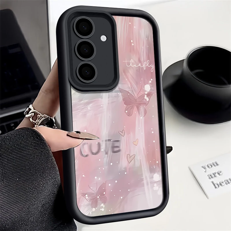 Pink Gradient Butterfly Case For Samsung Galaxy S26 FE S25 S24 S23 Ultra A57A37 A27 A18 A17 A16 A56 A36 A15 A55 A54 Phone Cover
