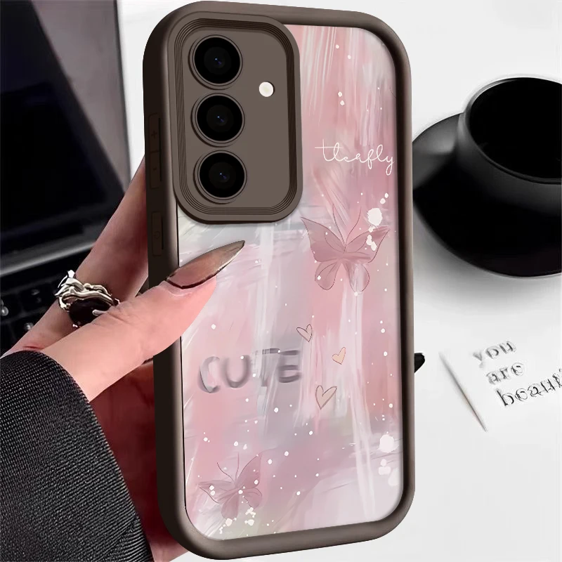Pink Gradient Butterfly Case For Samsung Galaxy S26 FE S25 S24 S23 Ultra A57A37 A27 A18 A17 A16 A56 A36 A15 A55 A54 Phone Cover