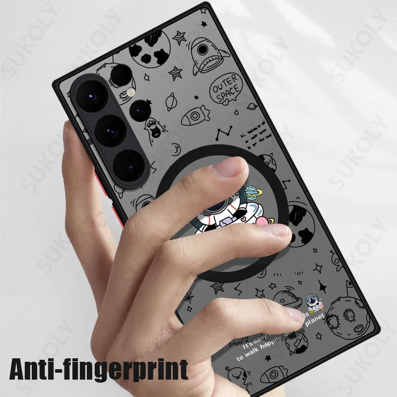 Magnetic Space Astronaut Case For Samsung Galaxy S26 S23 S22 S24 Ultra S21 FE S25 Plus Back Cover For Magsafe Wireless Charge