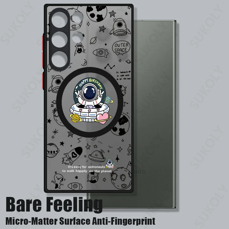 Magnetic Space Astronaut Case For Samsung Galaxy S26 S23 S22 S24 Ultra S21 FE S25 Plus Back Cover For Magsafe Wireless Charge