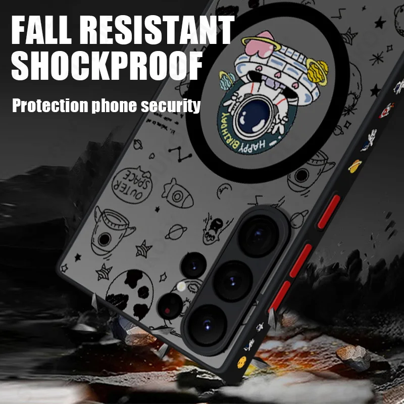 Magnetic Space Astronaut Case For Samsung Galaxy S26 S23 S22 S24 Ultra S21 FE S25 Plus Back Cover For Magsafe Wireless Charge