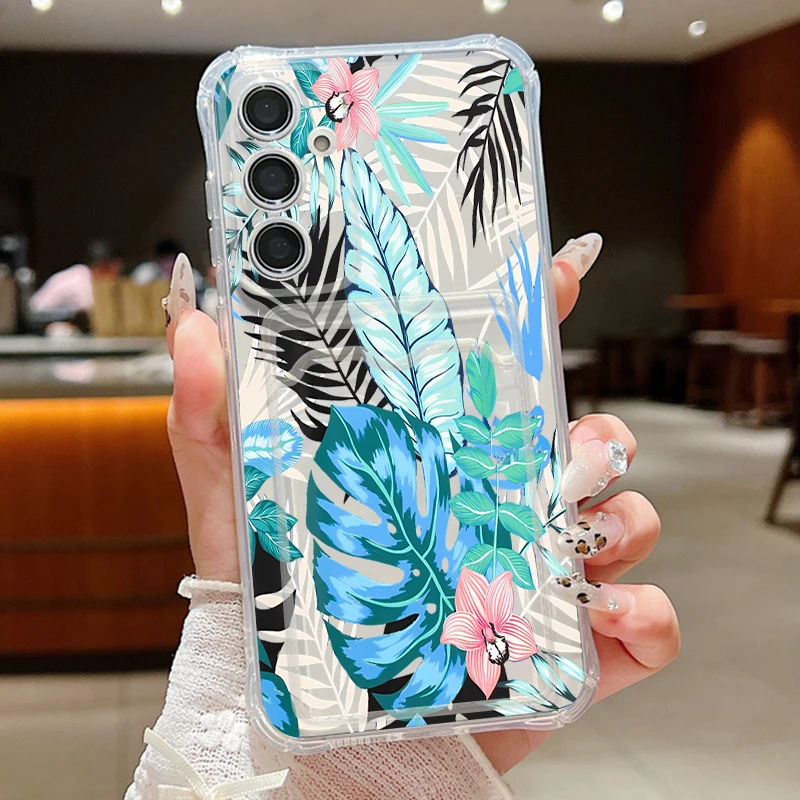 Flower Case For Samsung Galaxy A55 A35 A15 A54 5G A17 A16 A26 A36 A56 S25 Edge S20 FE S21 S22 S23 S26 S24 Ultra Card Slots Cover