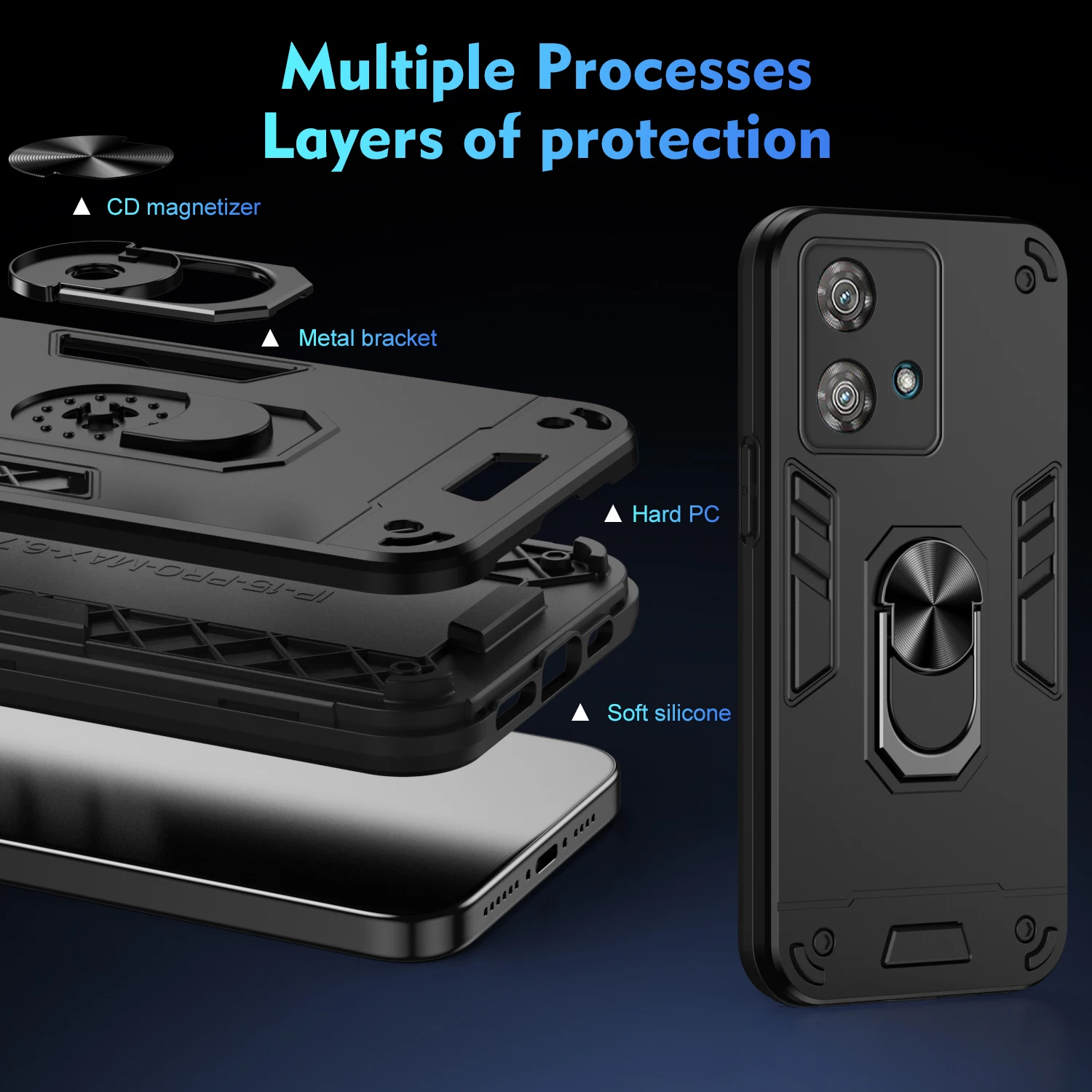 Magnetic Phone Holder Case for MOTOROLA Moto Edge 40 30 Pro Neo Fusion Cases Luxury Protect Bumper Back Cover