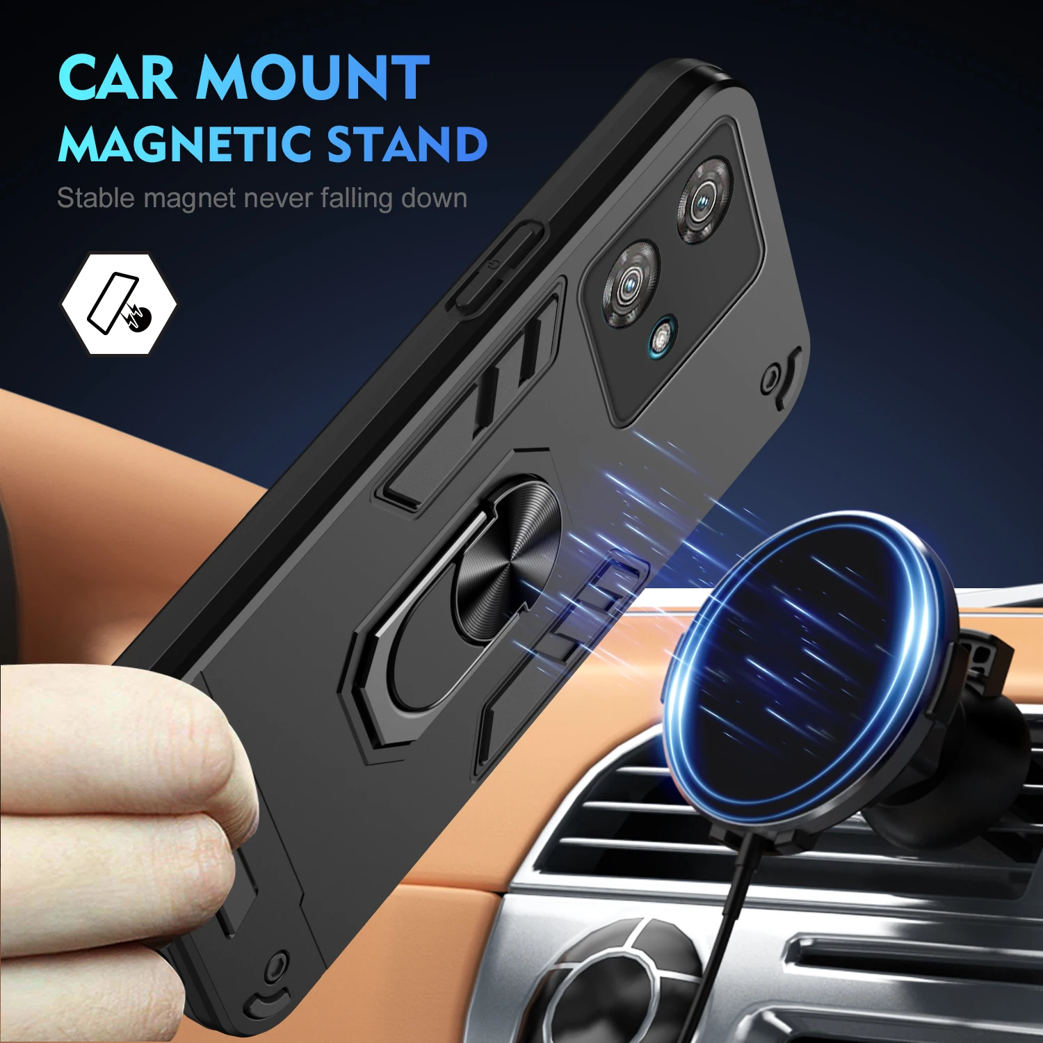 Magnetic Phone Holder Case for MOTOROLA Moto Edge 40 30 Pro Neo Fusion Cases Luxury Protect Bumper Back Cover