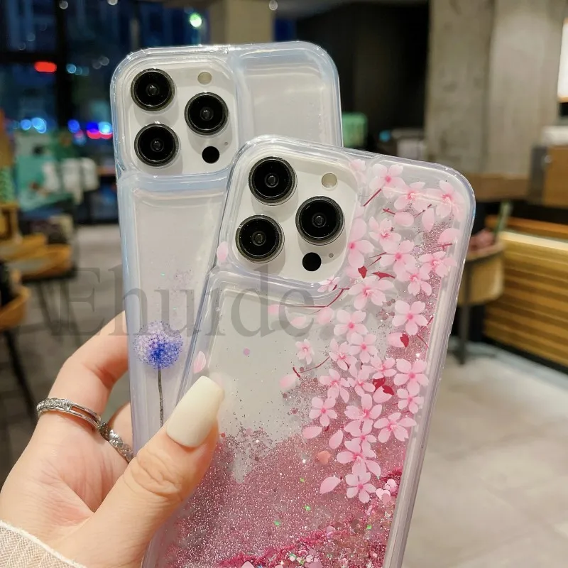 Quicksand Strap Case For Samsung Galaxy S26 Ultra S24 S23 S25 Plus S21 S22 S20 FE Liquid Glitter Flower Crossbody Lanyard Cover