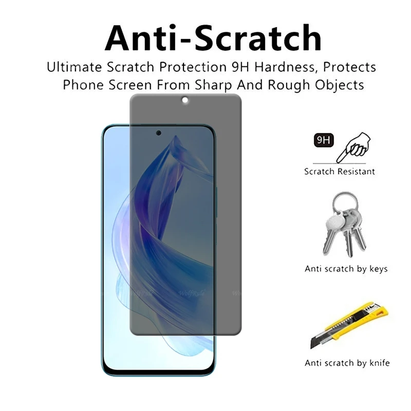 4Pcs For Honor 90 Lite Glass Huawei Honor 90 Lite Tempered Glass 9H Anti-Spy Cover Glue Privacy Screen Protector Honor 90 Lite