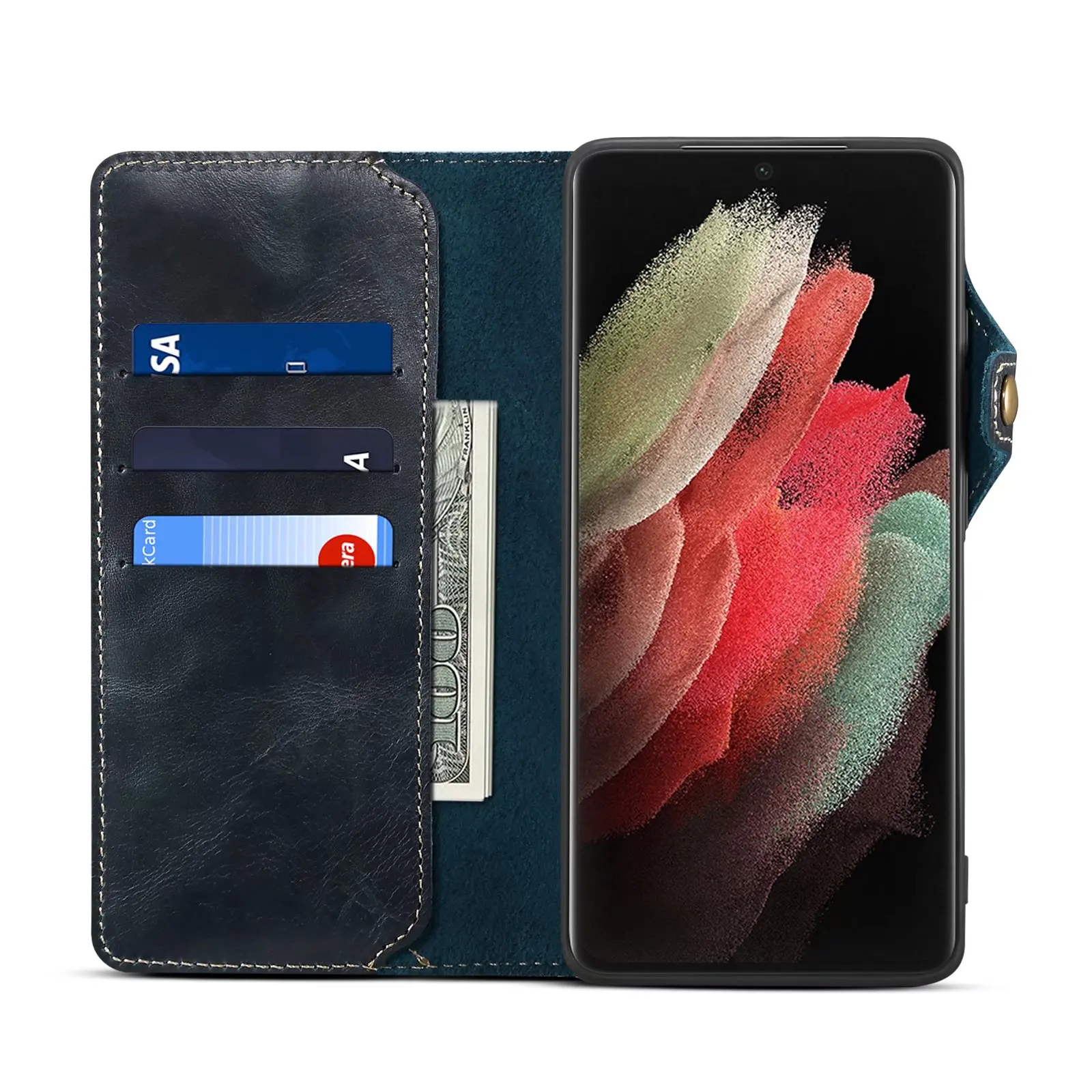 100% Real Leather Case For Samsung Galaxy S26 S25 24 23 Ultra S22 S21 S20 Plus Note 20 Ultra Card Bag Cowhide Wallet Soft Cover