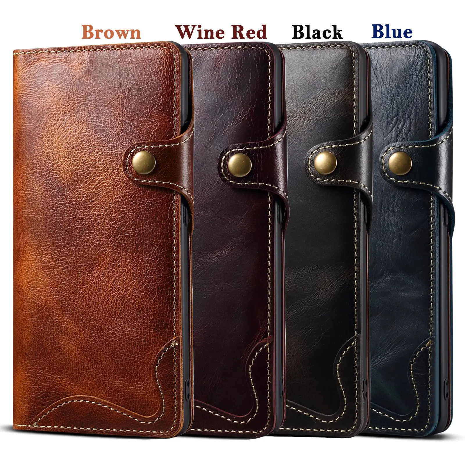 100% Real Leather Case For Samsung Galaxy S26 S25 24 23 Ultra S22 S21 S20 Plus Note 20 Ultra Card Bag Cowhide Wallet Soft Cover
