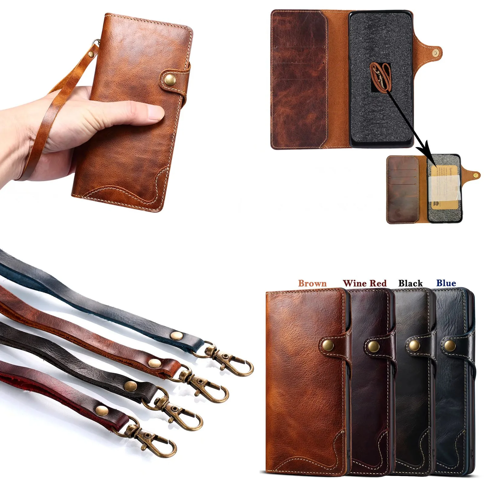 100% Real Leather Case For Samsung Galaxy S26 S25 24 23 Ultra S22 S21 S20 Plus Note 20 Ultra Card Bag Cowhide Wallet Soft Cover