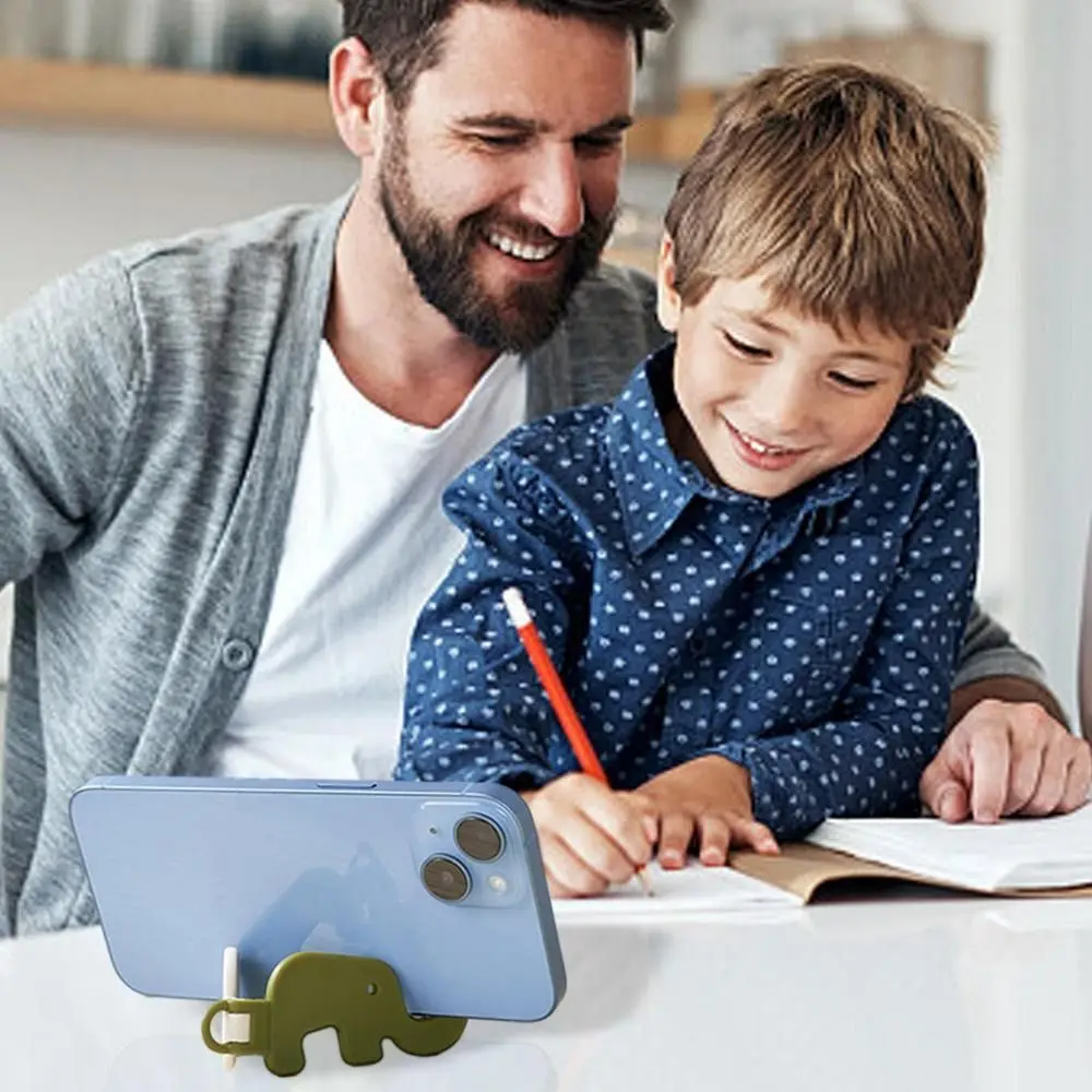 Mini Elephant Cute Cartoon Animal Lazy Desktop Mobile Phone Stand Base Foldable Storage Key Chain Design Easy To Carry