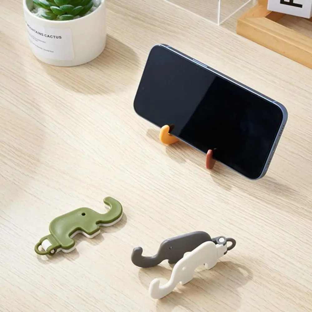 Mini Elephant Cute Cartoon Animal Lazy Desktop Mobile Phone Stand Base Foldable Storage Key Chain Design Easy To Carry