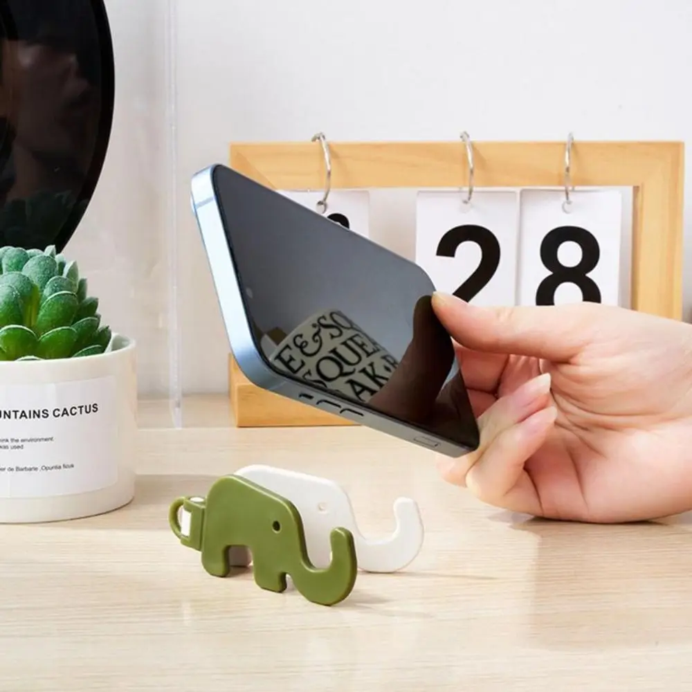 Mini Elephant Cute Cartoon Animal Lazy Desktop Mobile Phone Stand Base Foldable Storage Key Chain Design Easy To Carry