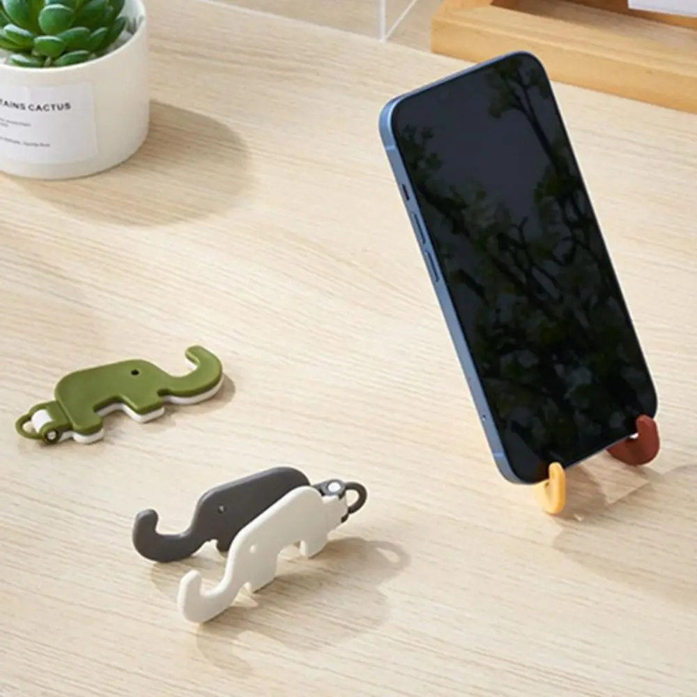 Mini Elephant Cute Cartoon Animal Lazy Desktop Mobile Phone Stand Base Foldable Storage Key Chain Design Easy To Carry