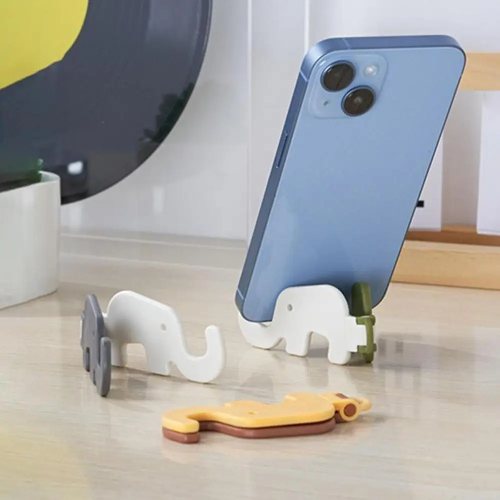 Mini Elephant Cute Cartoon Animal Lazy Desktop Mobile Phone Stand Base Foldable Storage Key Chain Design Easy To Carry