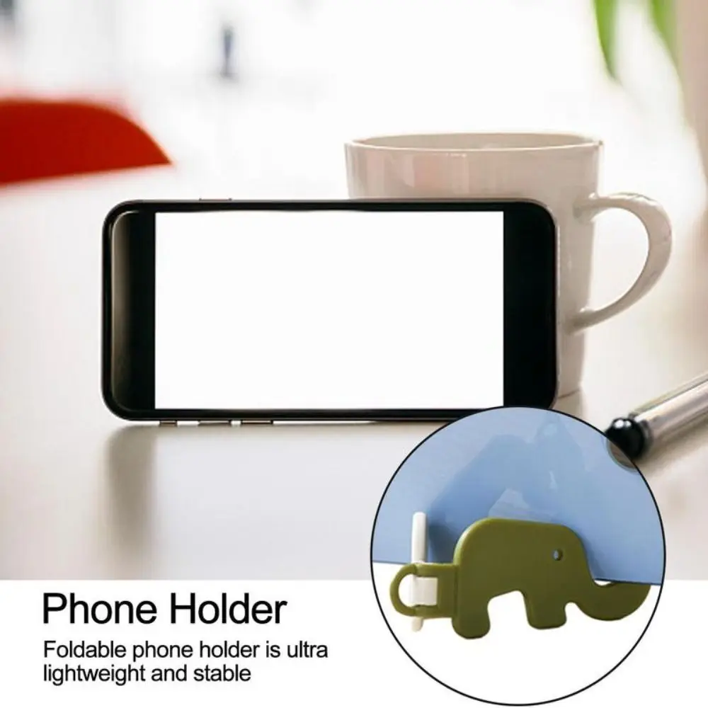 Mini Elephant Cute Cartoon Animal Lazy Desktop Mobile Phone Stand Base Foldable Storage Key Chain Design Easy To Carry