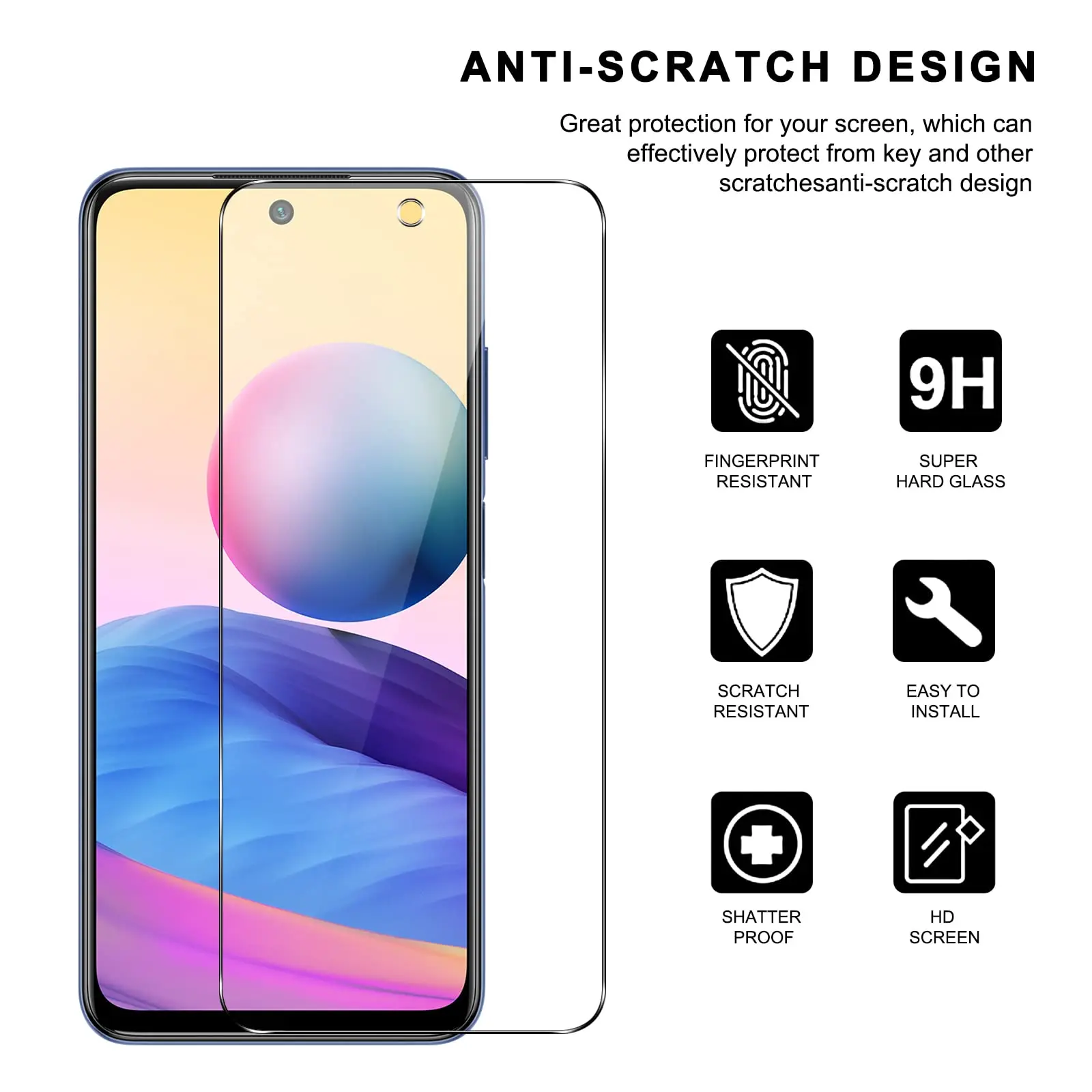 Screen Protector For POCO M3 Pro 5G Xiaomi, Tempered Glass HD Crystal 9H High Aluminum Anti Scratch Case Friendly