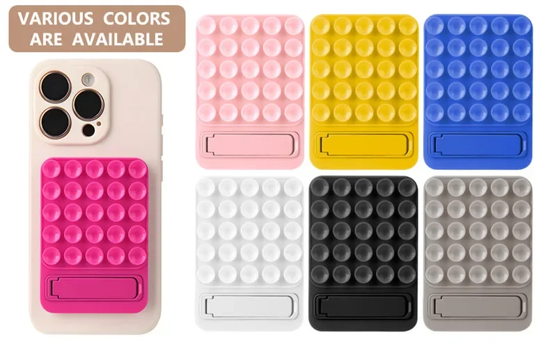 2 in 1 Silicone Suction Strong Adhesive Stand Phone Case for IPhone 15 14 13 12 16 Pro Max Plus Samsung S25 S24 Ultra Back Cover