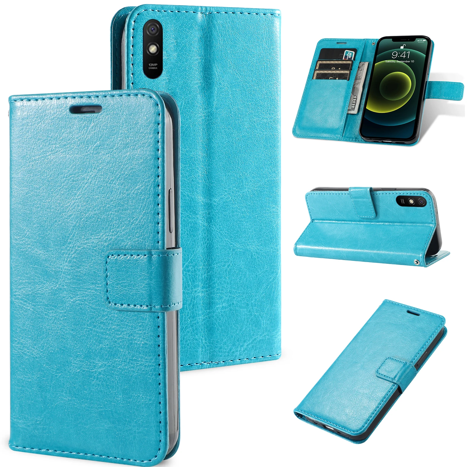 Magnetic Leather Wallet Flip Case for Xiaomi Redmi A3 5 5A 6 6A 7 7A 8 8A 9 9A 9C 10X 11A Pro Plus Prime Cover | Bracket Design
