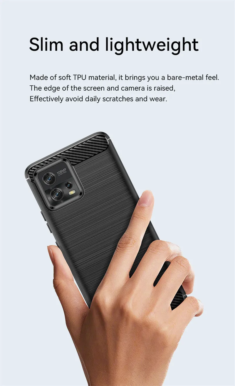 For Motorola Moto G22 G32 G42 G52 G62 G72 G82 Case Silicone Bumper Carbon Fiber TPU Slim Cover For Moto E22 E22i E22S E32 E32S